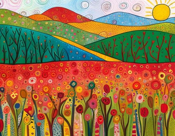 Summer Meadows in Art Brut Style