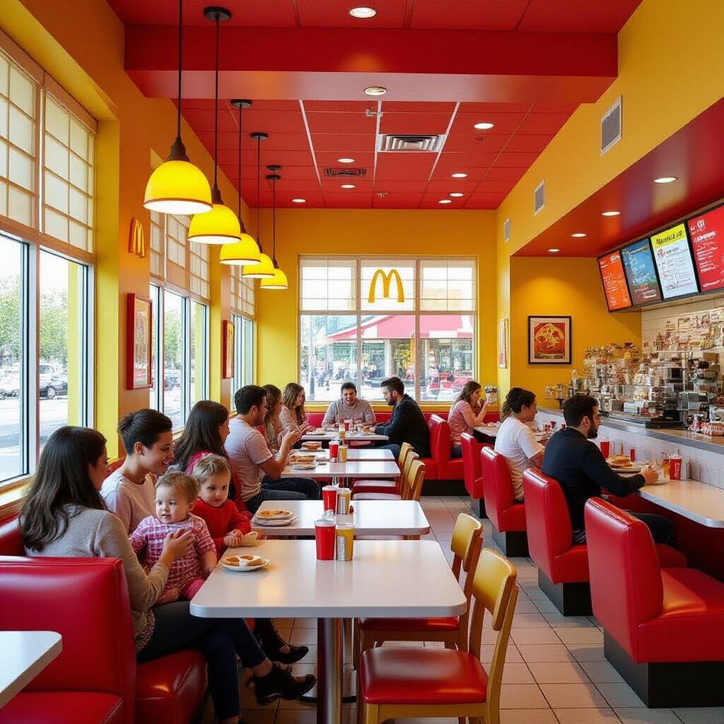Lively McDonald's Restaurant Interior in Playful Style