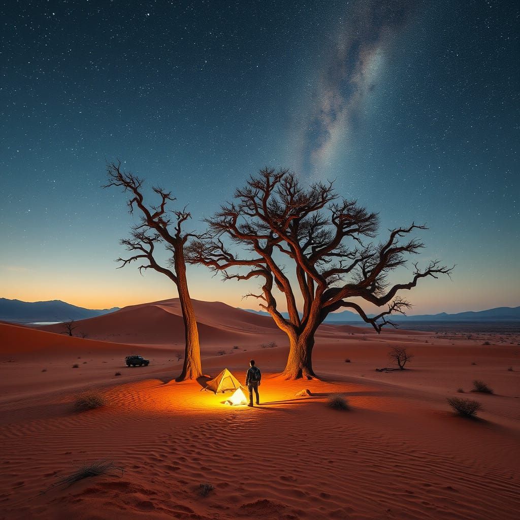 Sweeping Desert Vistas in Cyberpunk Fantasy Style