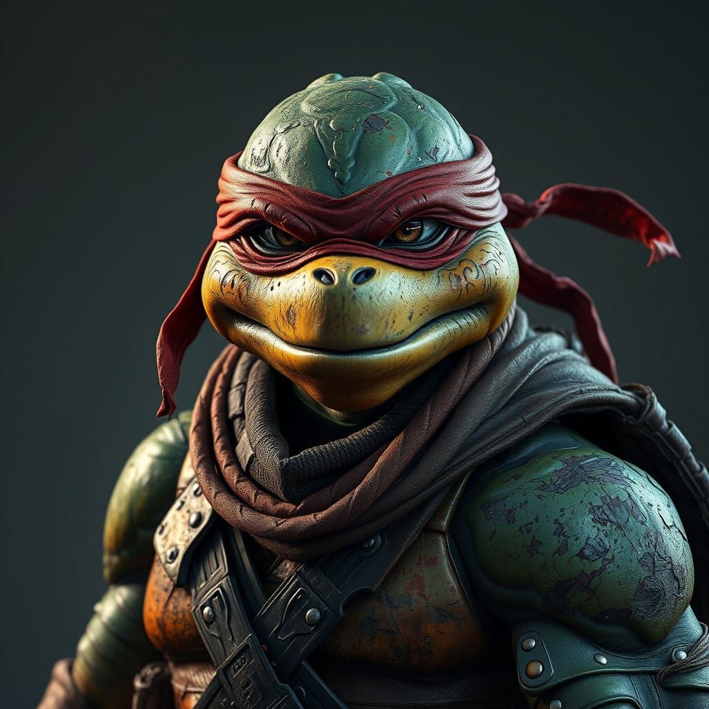 Gritty Ninja Turtle Heroic Portrait in Comic Book Style