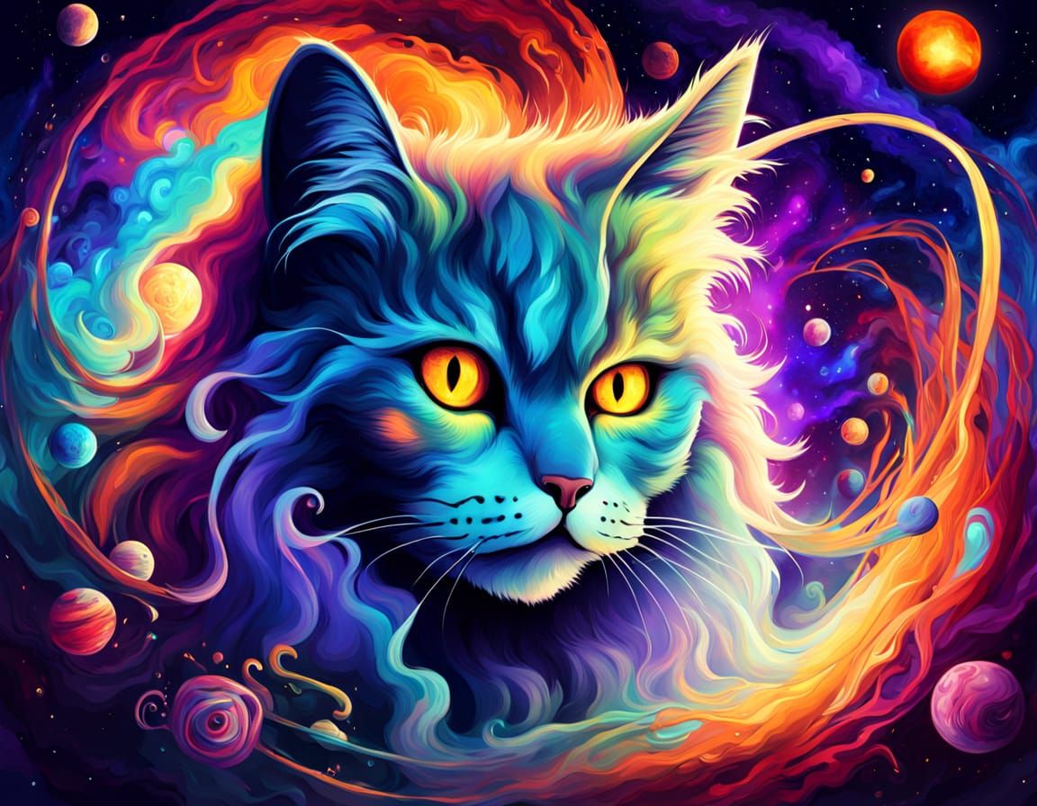 Cosmic Cat Floating in a Space-Time Vortex