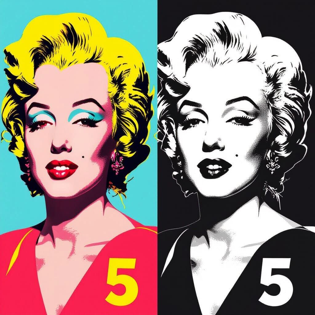 Marilyn Monroe Pop Art Grid: Color vs Monochrome