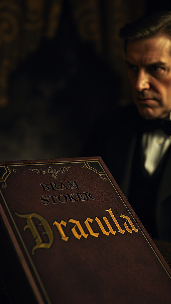 Dracula Cover with Bram Stoker Portrait