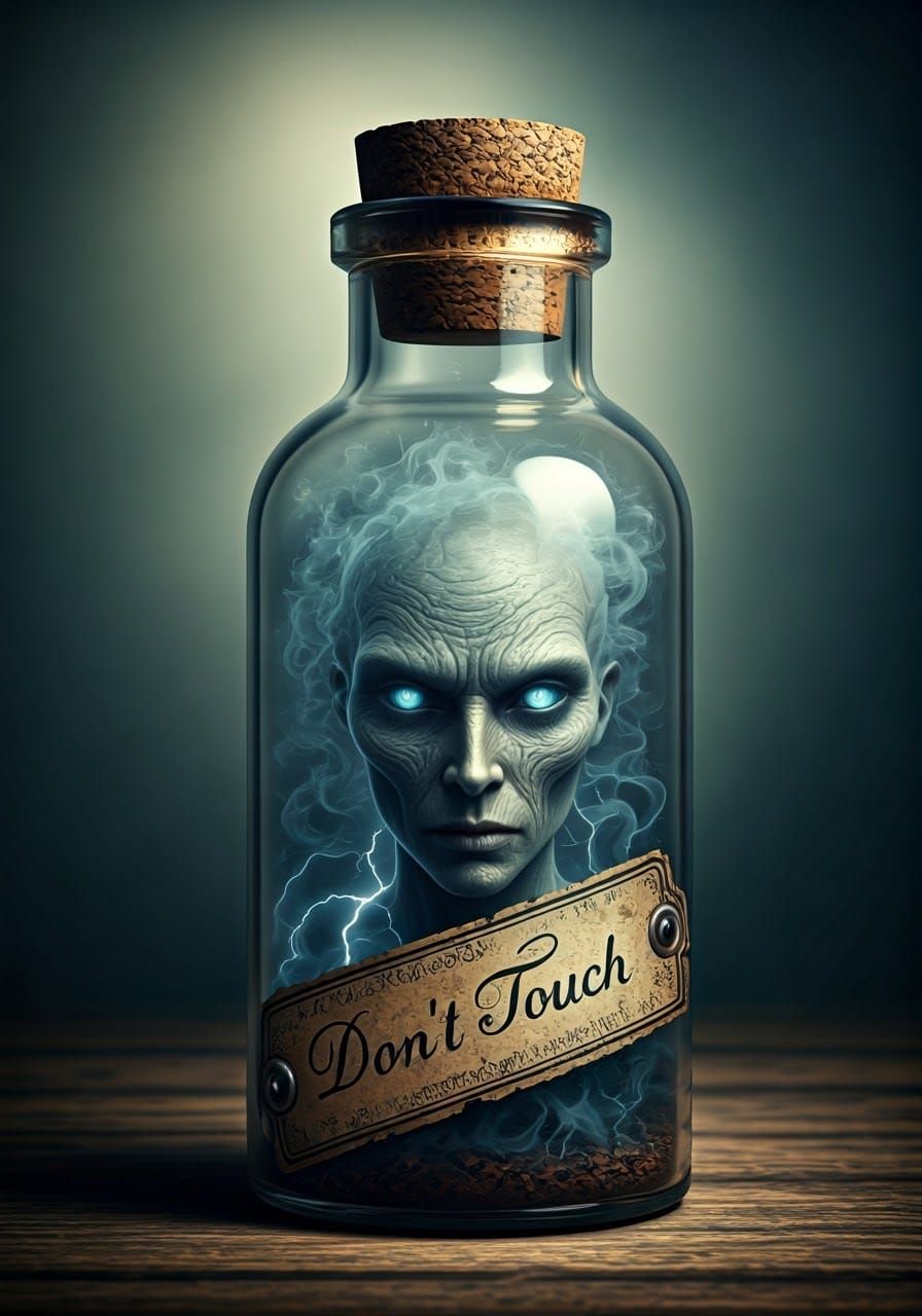 Ethereal Smoke Figure in Vintage Specimen Bottle