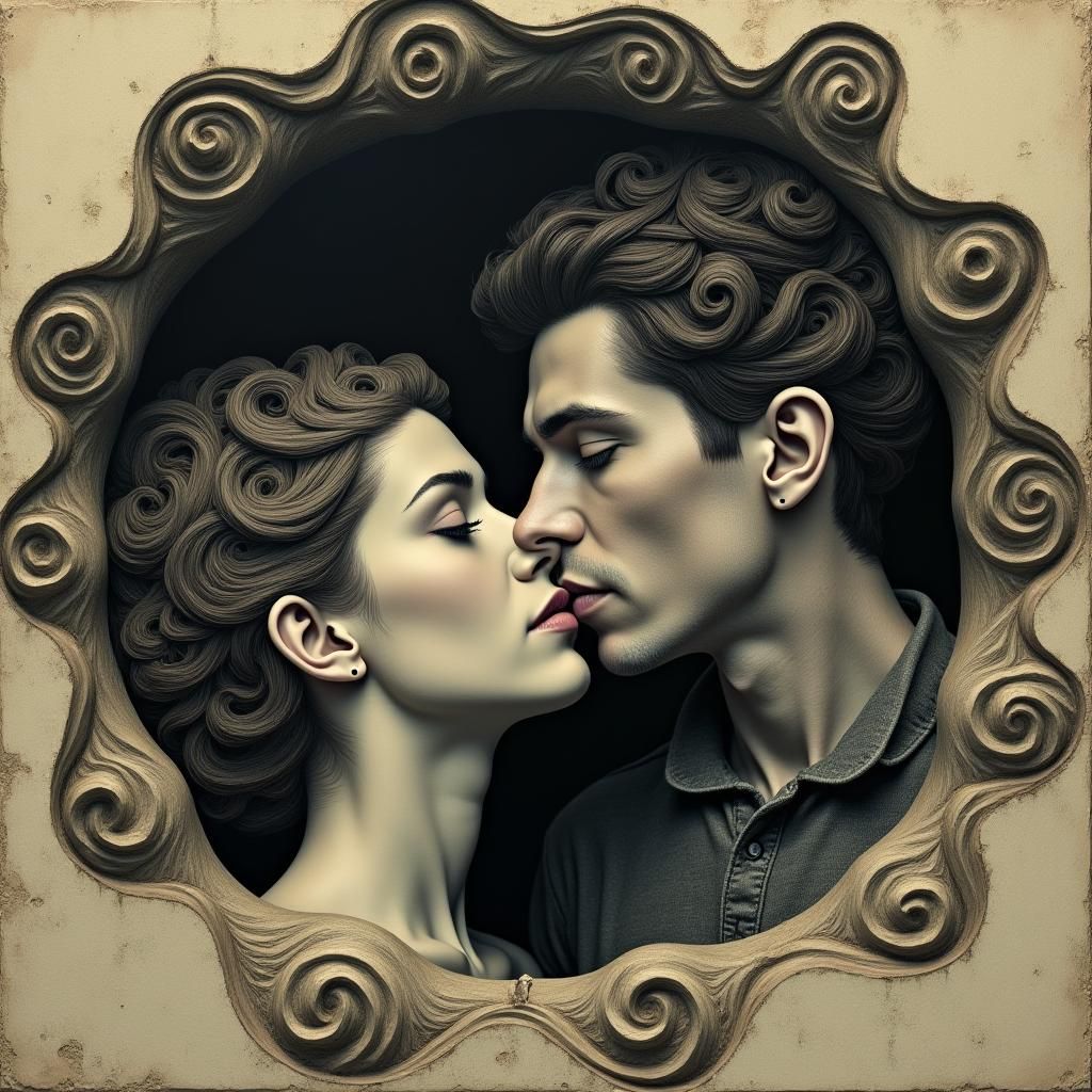 a man and woman kissing 2