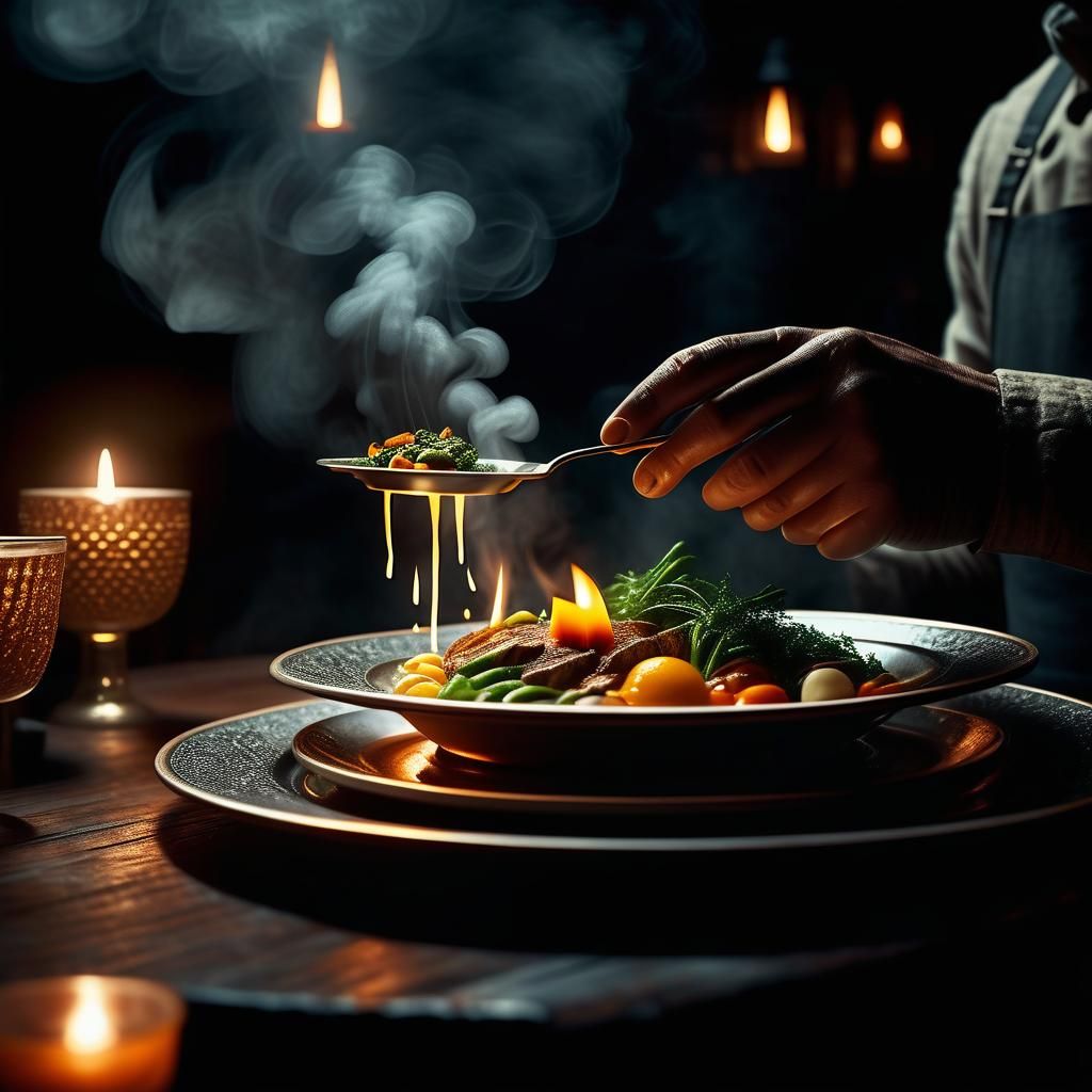Cinematic Close-Up of Healthy Food in Restaurant