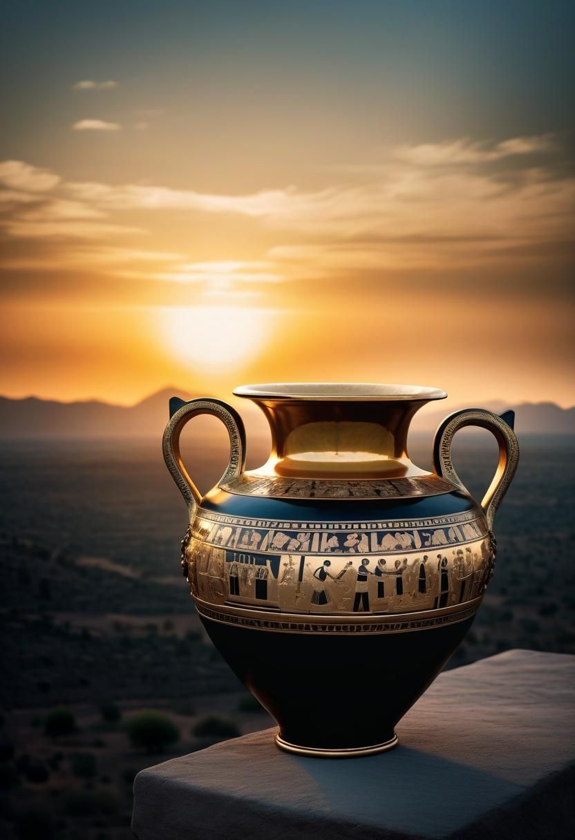 Ornate Gold Amphora Vessel: Professional Studio Photograph