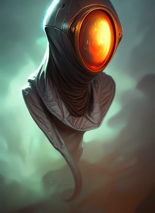 Hooded Alien Portrait in Hyperdetailed Digital Art