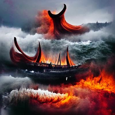 Viking Ship on a Stormy Sea