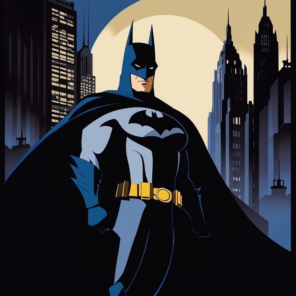 Batman Animated Series Retro Art Deco Portrait