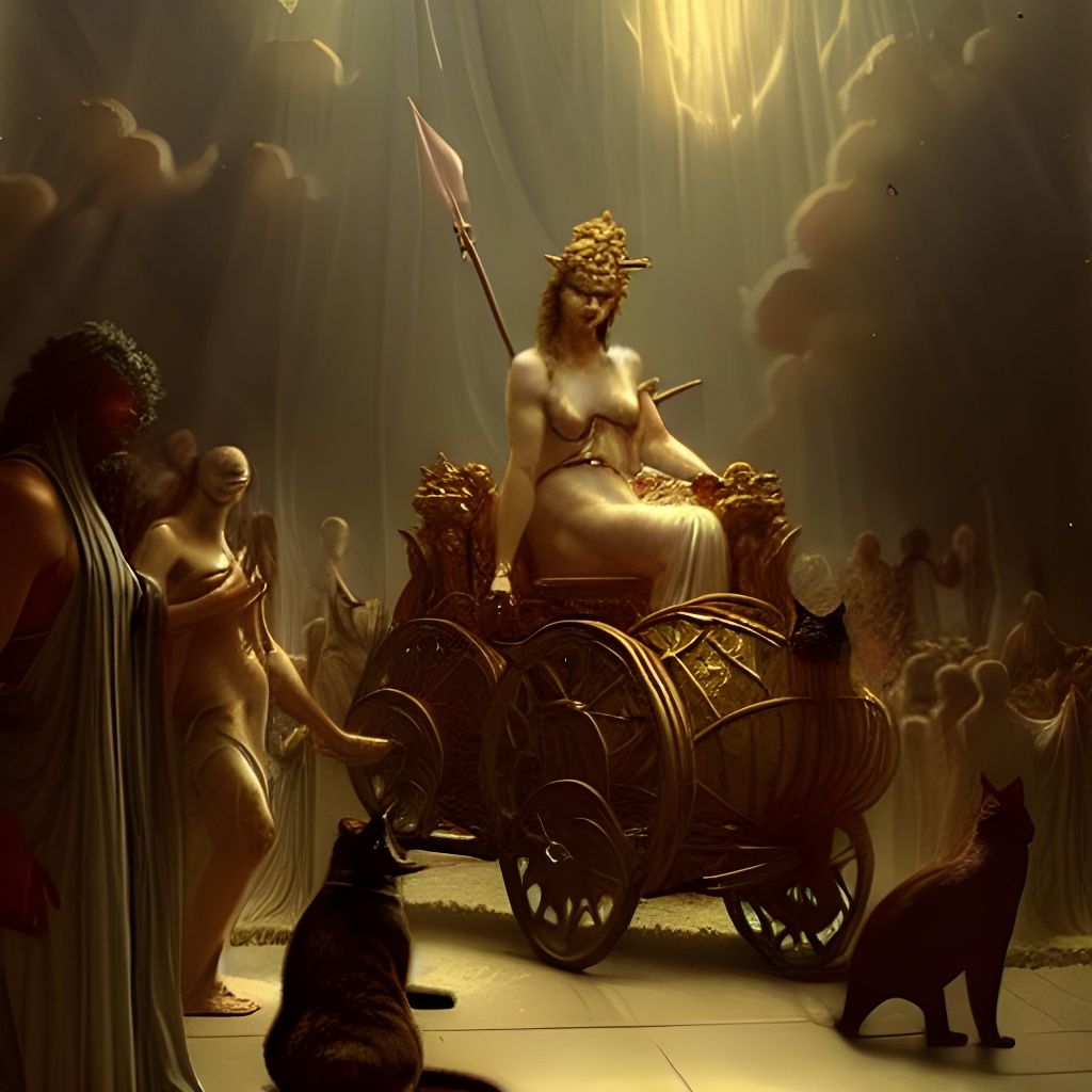 Freyja's Feline Chariot: A Detailed Artwork