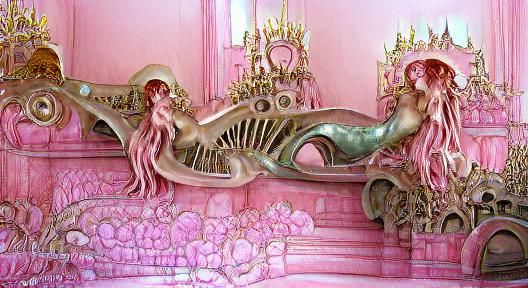 Pink Mermaid Kingdom: Art Nouveau Rococo Architecture