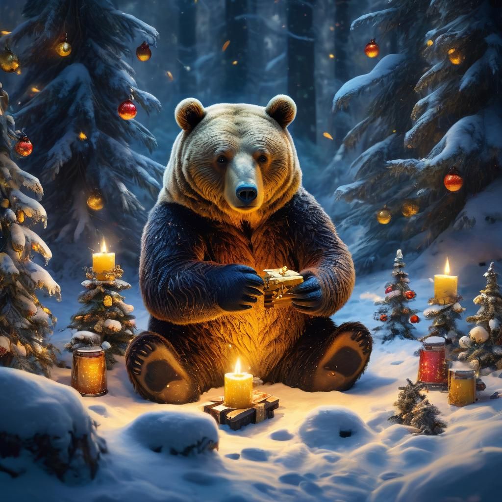 Whimsical Christmas Celebration in Snowy Forest