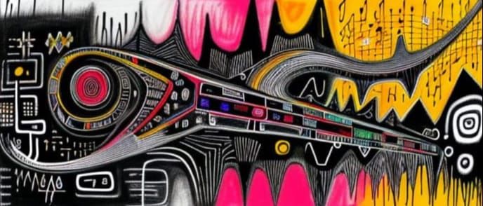 Giraffe Circuit Board with Time Flow and Occult Glyphs