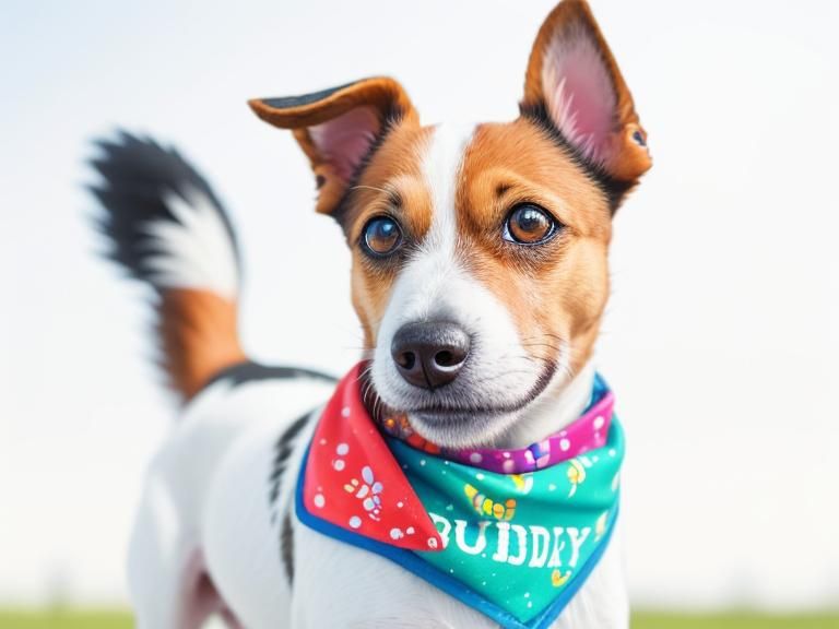 Smiling Jack Russell Terrier with Colorful Bandana