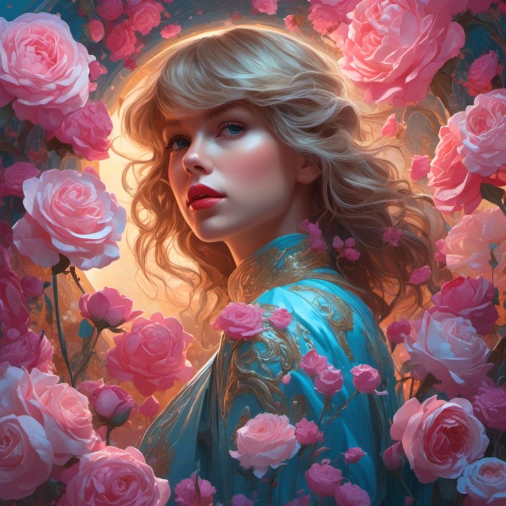 Detailed Portrait of a Woman with Chocolate Roses