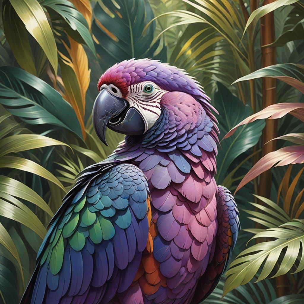 Whimsical Parrot Storybook Illustration in Vibrant Watercolo...