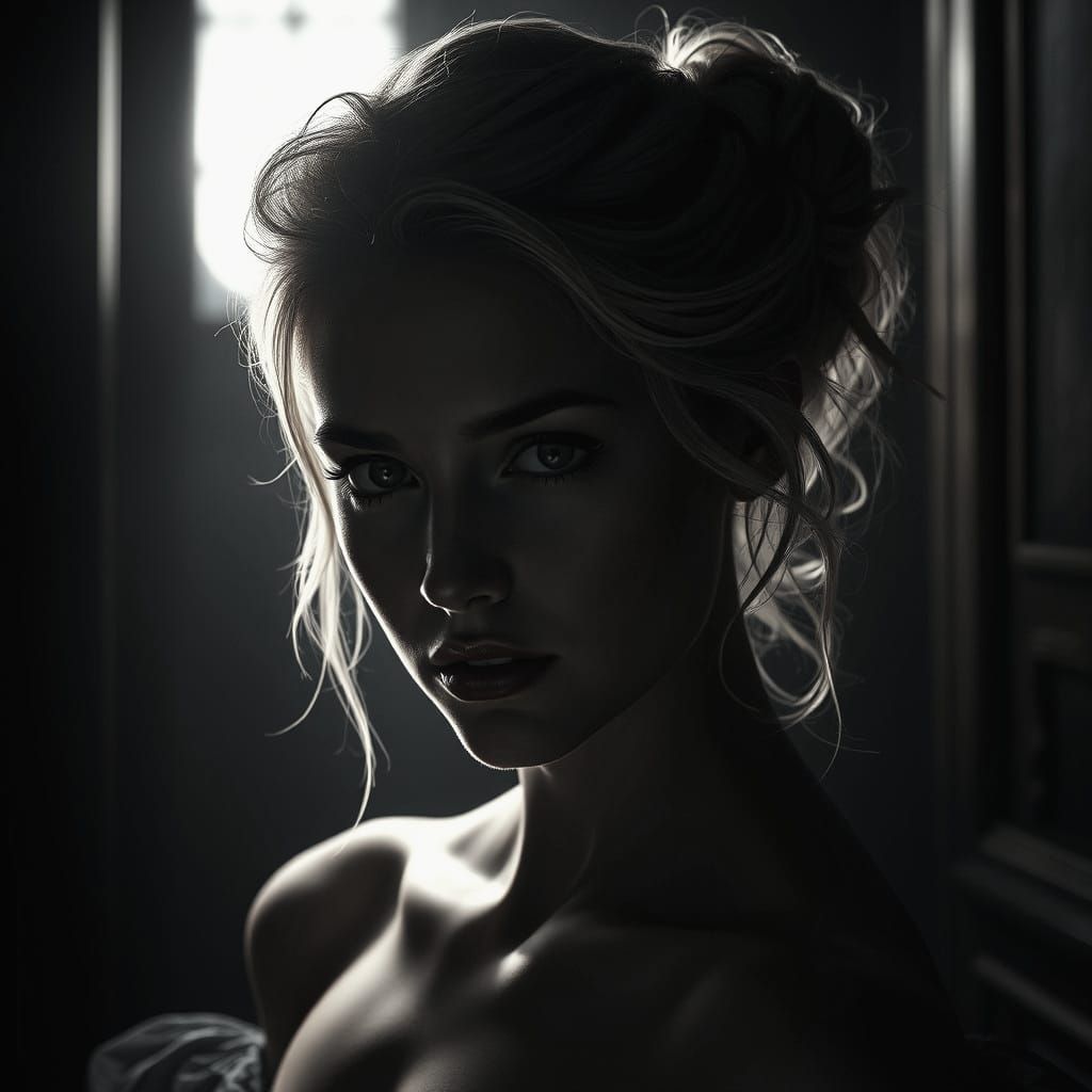 Baroque Portrait of Woman with Messy Bun