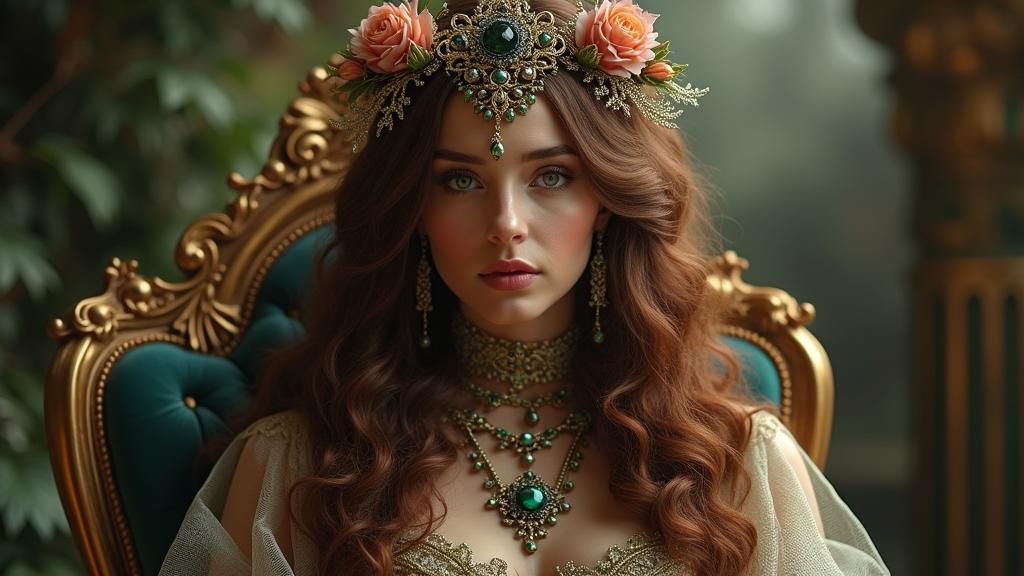 Regal Woman Portrait in Art Nouveau Style