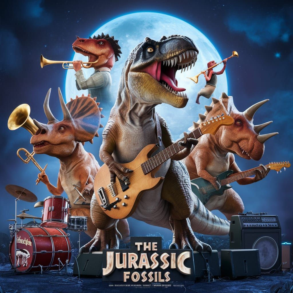 Dinosaur Band "The Jurassic Fossils" Movie Poster