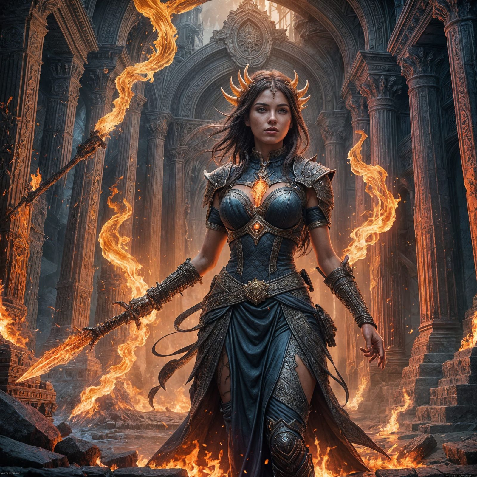 Fantastical Hellfire Women in Detailed Digital Painting