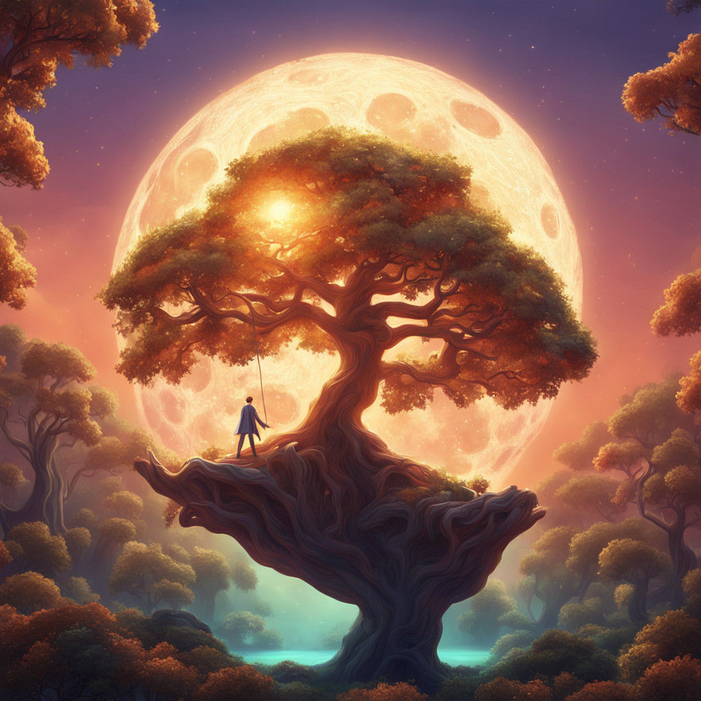 Enchanted Lunar Wonder Immersed in Whimsical Woodland