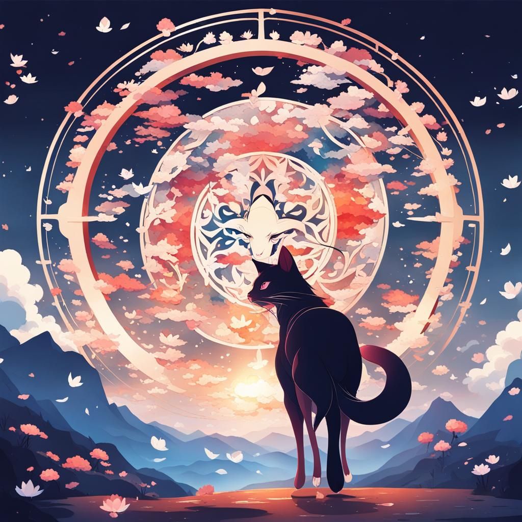 Dreamy Ikigai in Splash Art Style with Dynamic Lighting