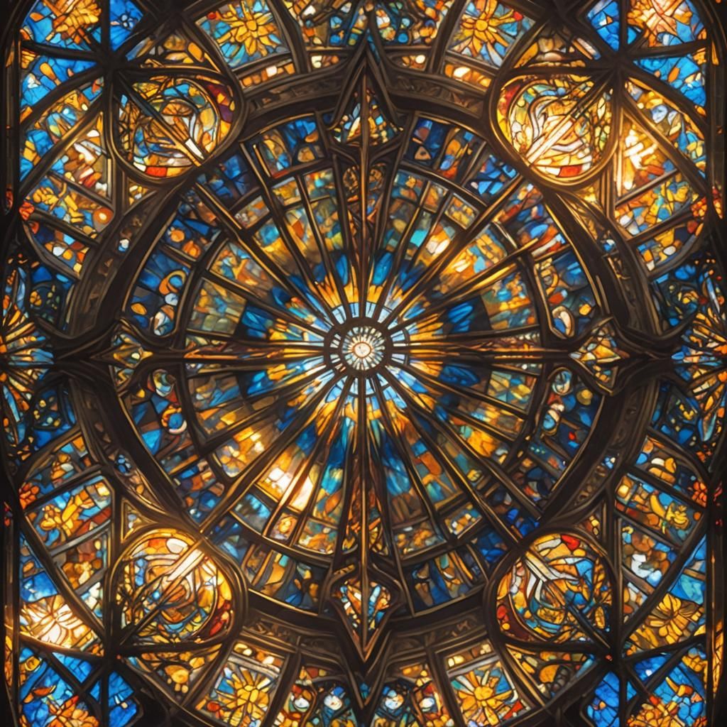 Kaleidoscopic God Bathed in Stained Glass Sunlight