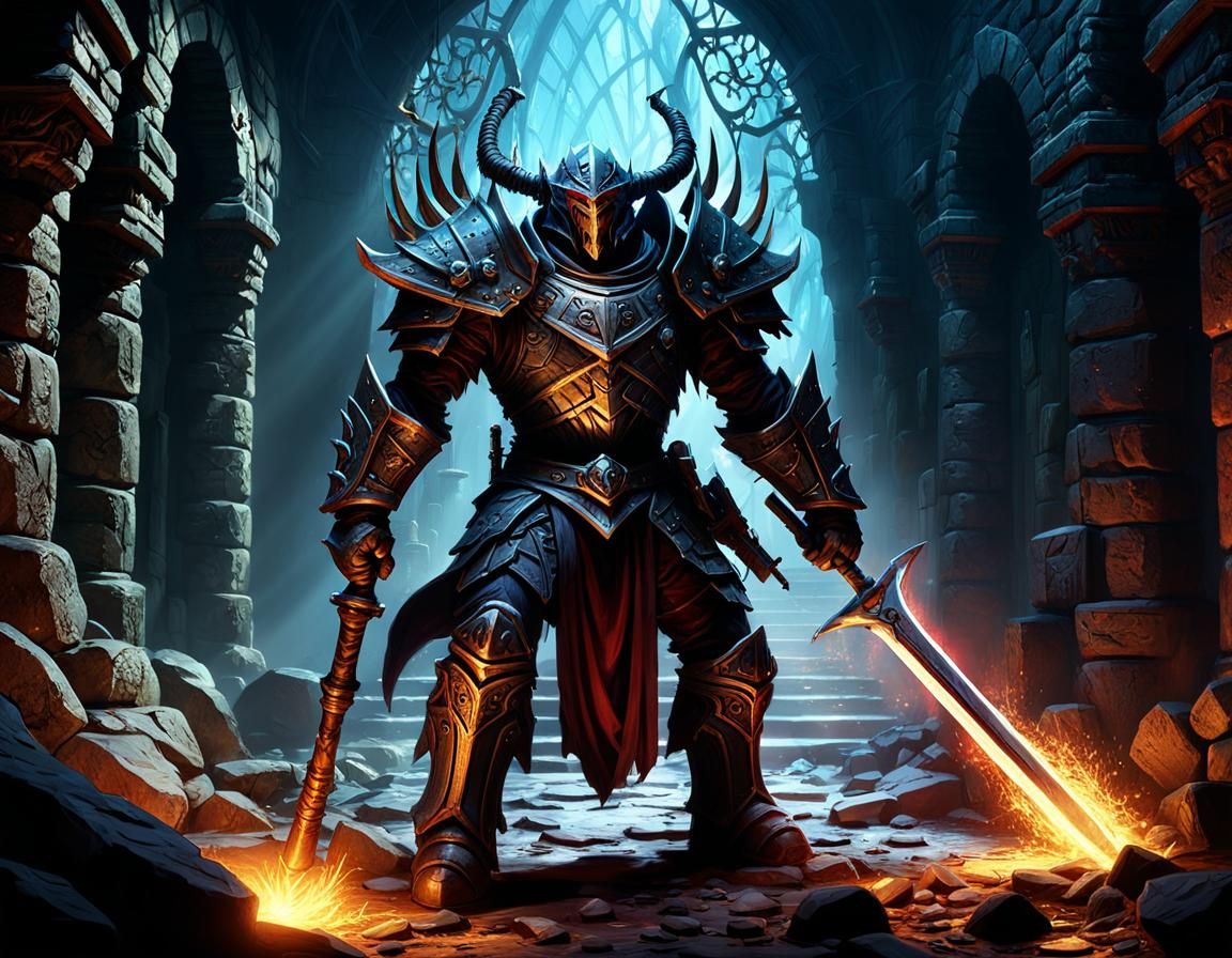 DnD Battle Aftermath: Looming Figure in Fantasy Art