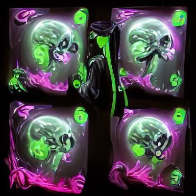 Eerie Electrified Skull in Biopunk Style