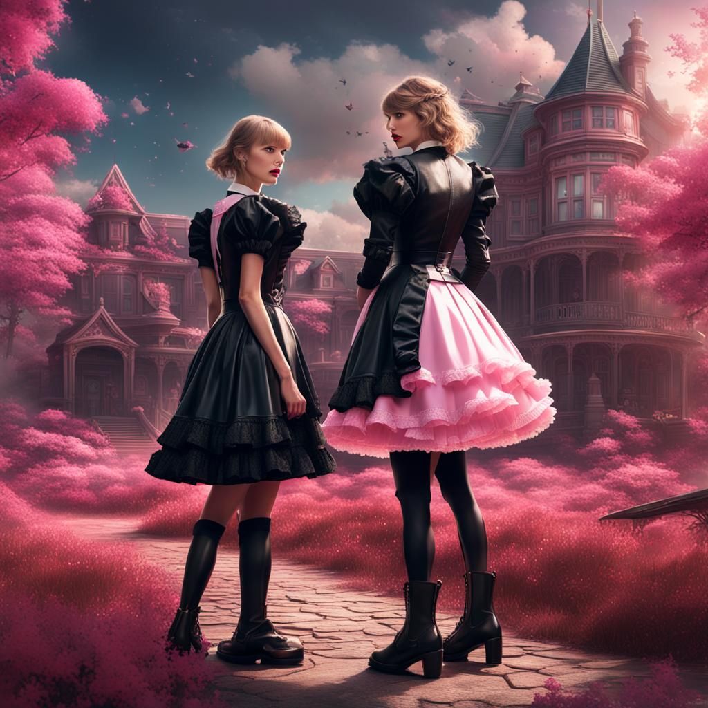 Fantasy Art: Woman in Leather with Maid