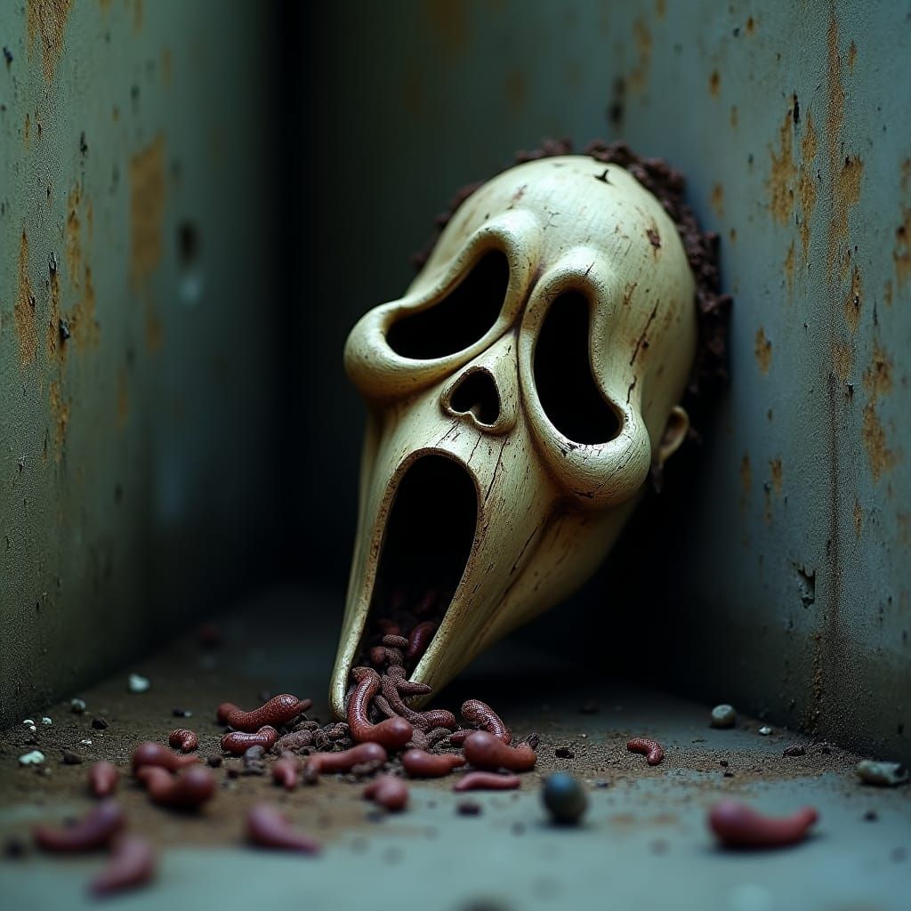 Creepy Scream Mask in Shadow, Cinematic Horror