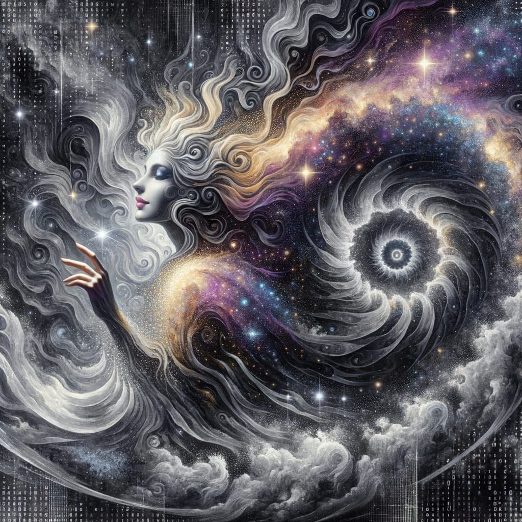 Celestial Creature Soaring Through Starry Sky