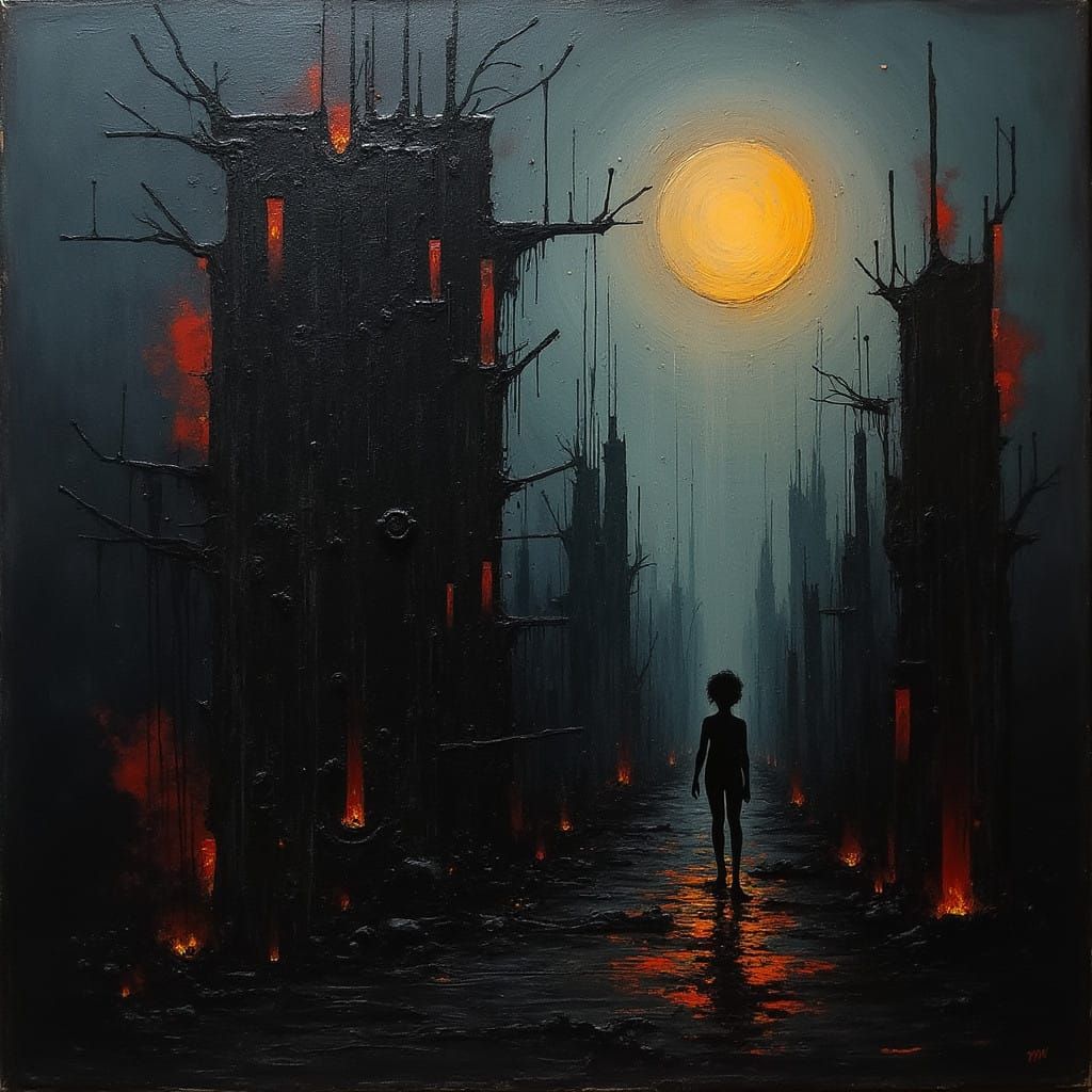 Disturbing Expressionist Nightmare in Dark Color Palette