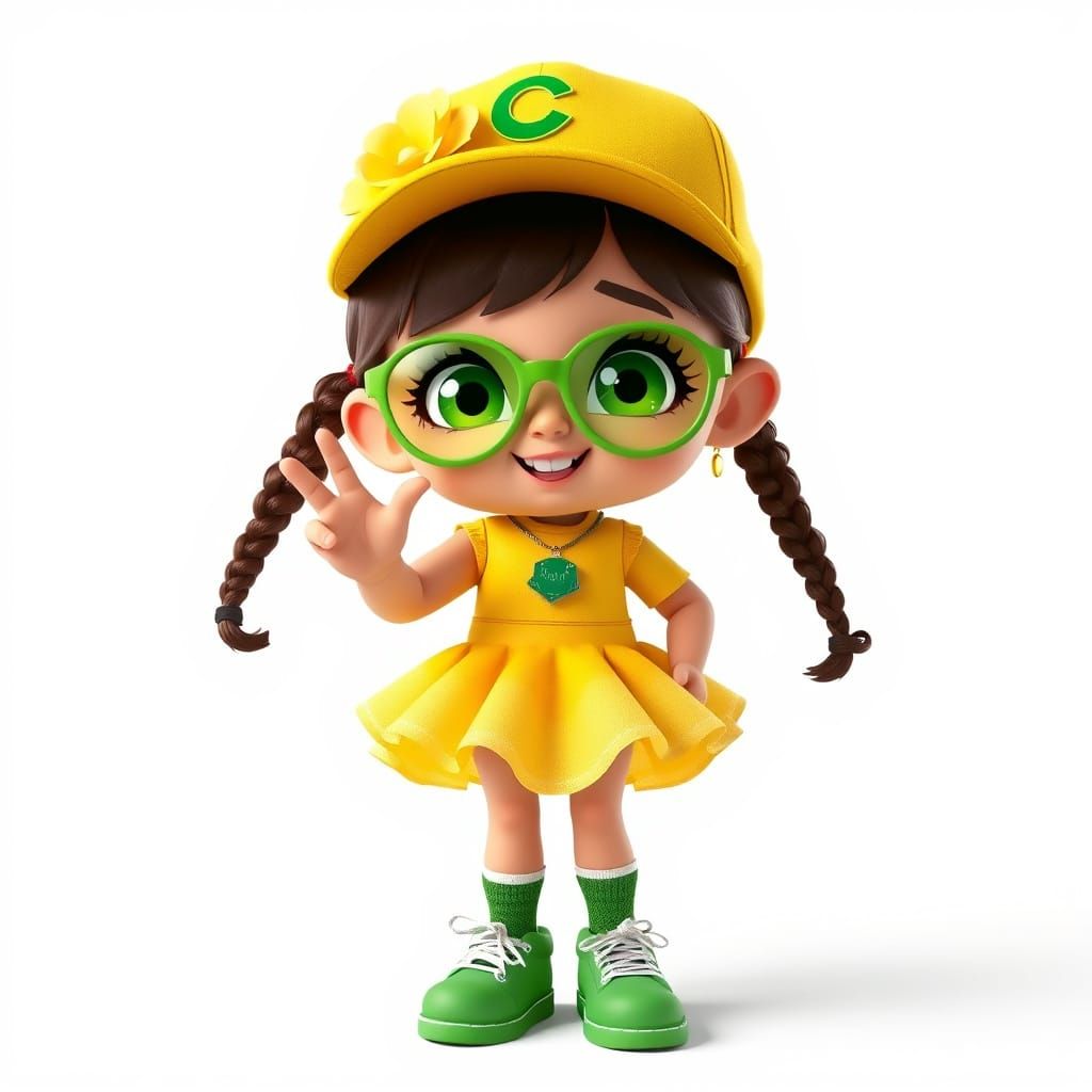 Colorful Baseball Girl with Sparkling Details