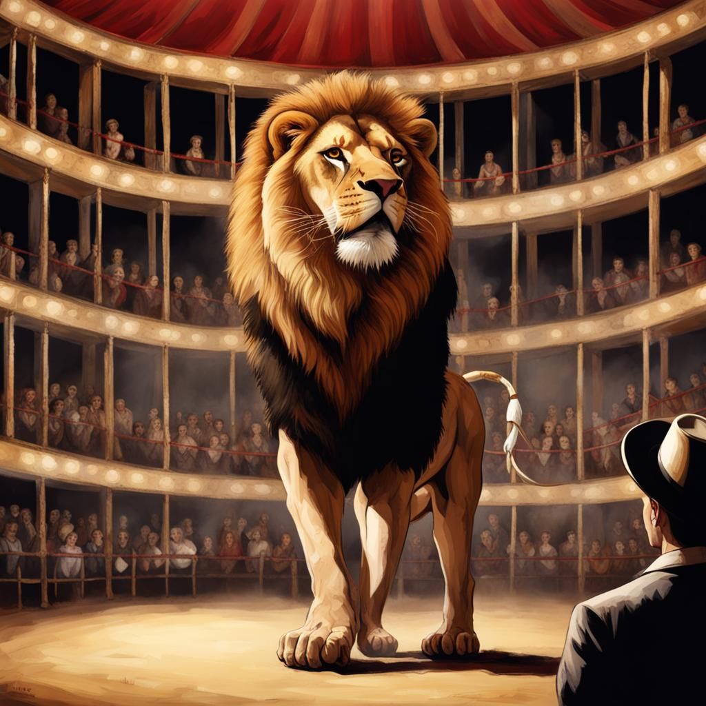 Lion Tamer in Classic Circus Setting