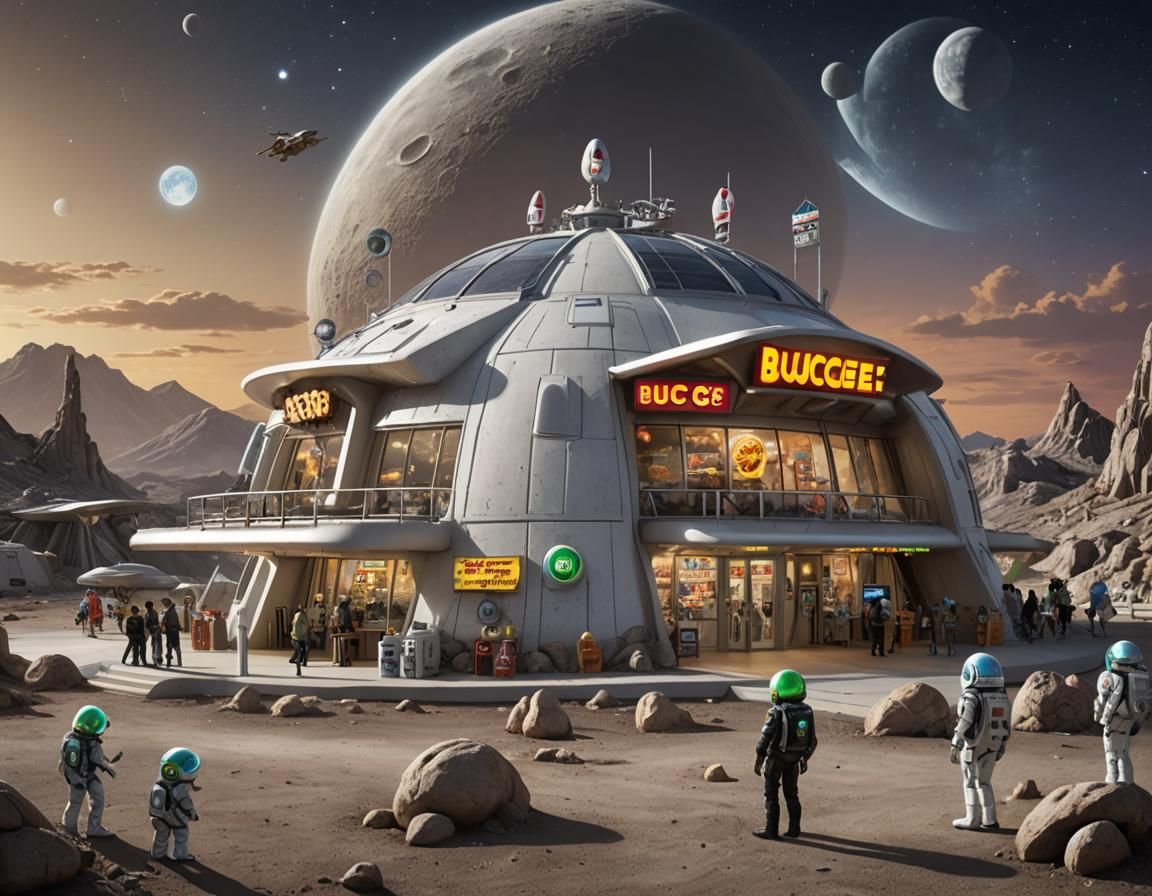 Futuristic Alien Outpost on the Moon in Sci-Fi Style