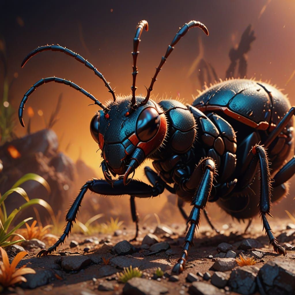 Furry Giant Mountain Ant in Hyperrealistic Style
