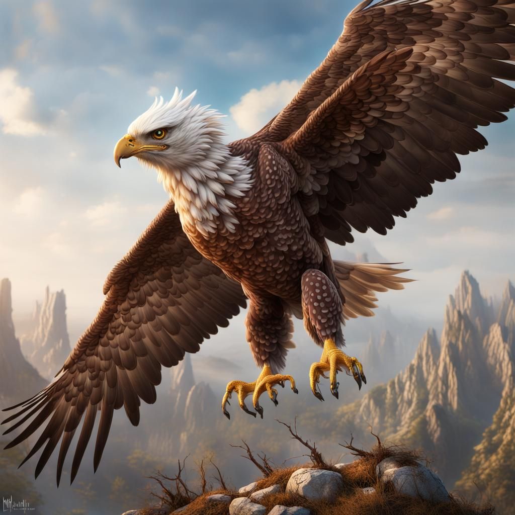 Giant Eagle Detailed Matte Painting Fantasy Concept Art