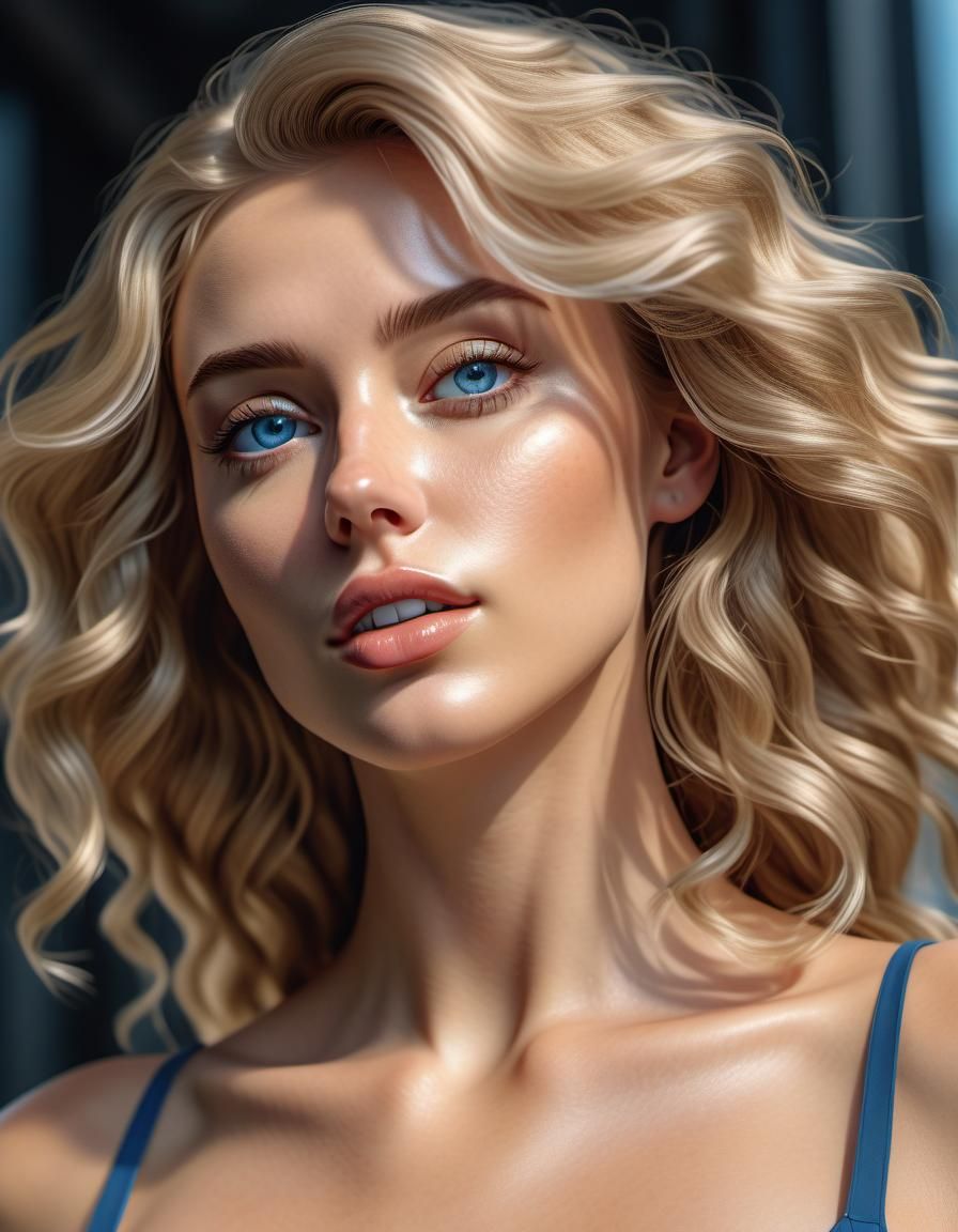 Photorealistic Portrait of a Beautiful Woman in Bedroom