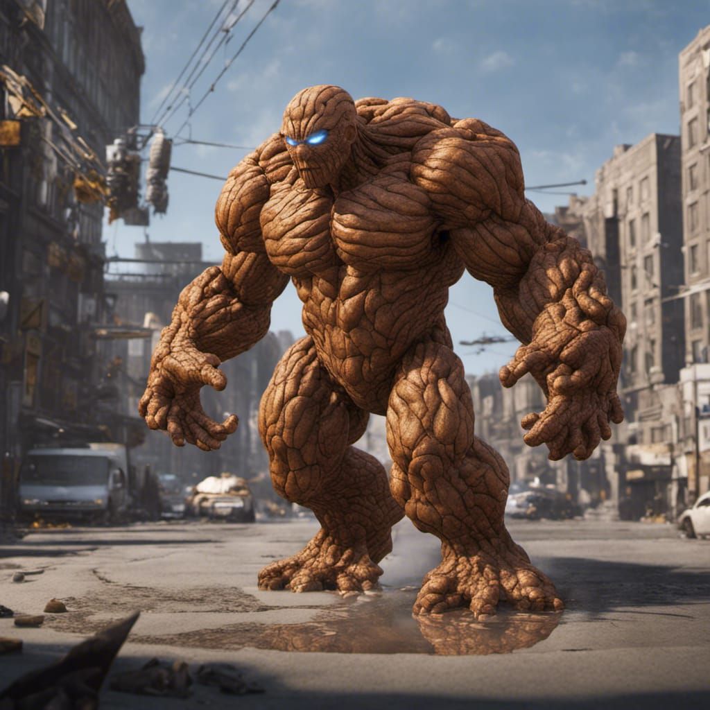 Hyperrealistic Thing from Fantastic Four in 8K