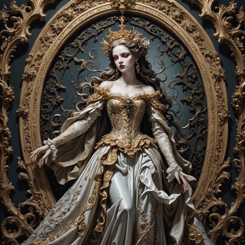 Angelic Demon in Rococo Setting: Detailed Matte Painting