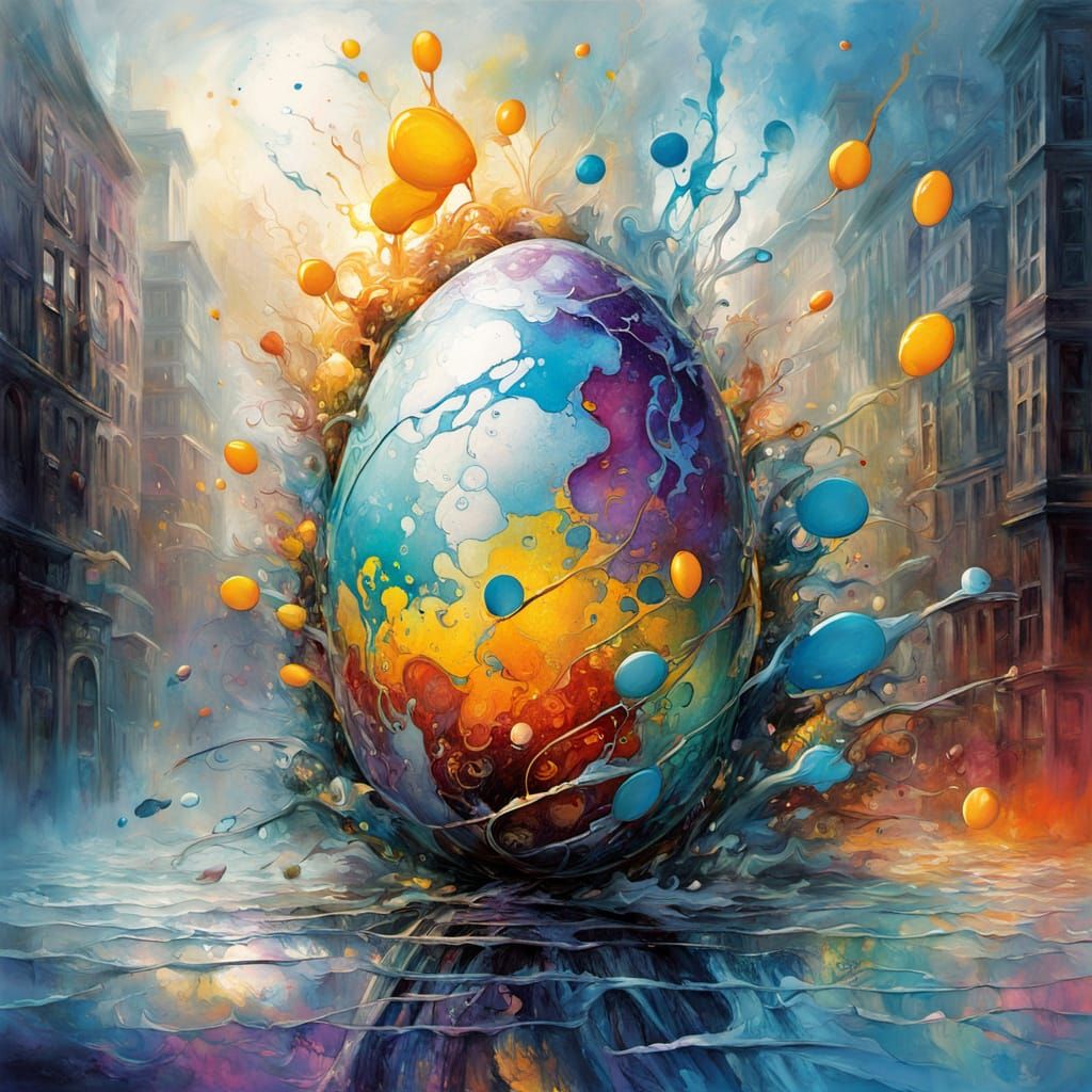 Surreal Porcelain Eggs in Bold Colors and Unconventional Tex...