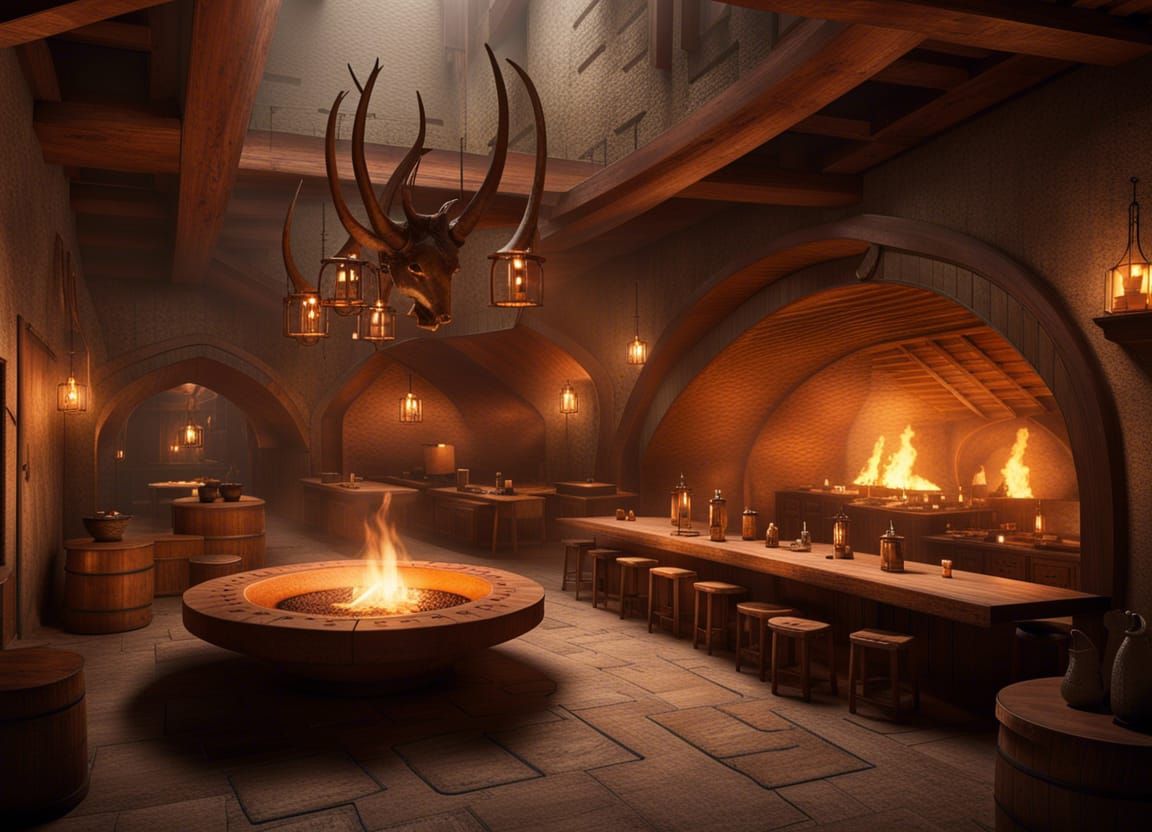 Mystical Viking Mead Hall: A Detailed Matte Painting