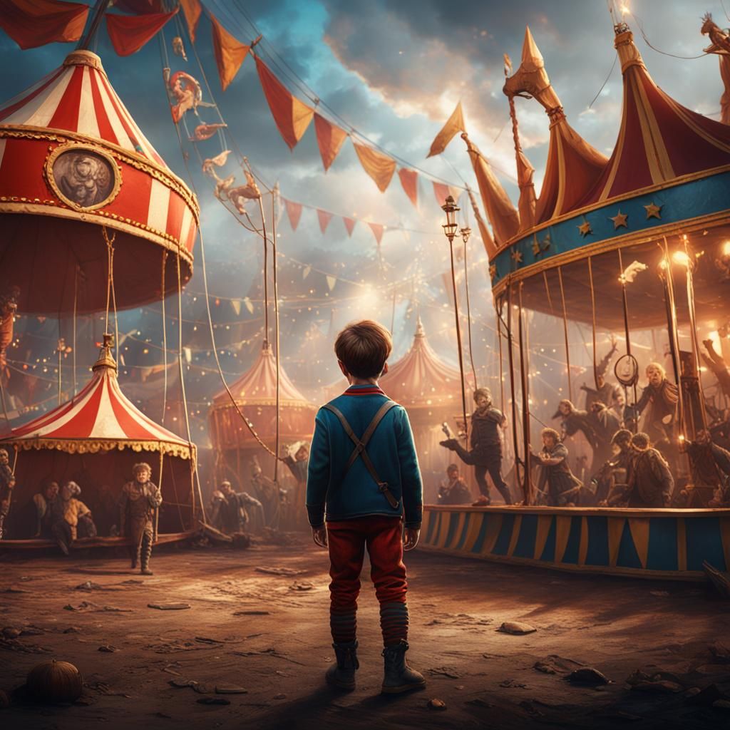 Boy in a Circus: Detailed Matte Painting
