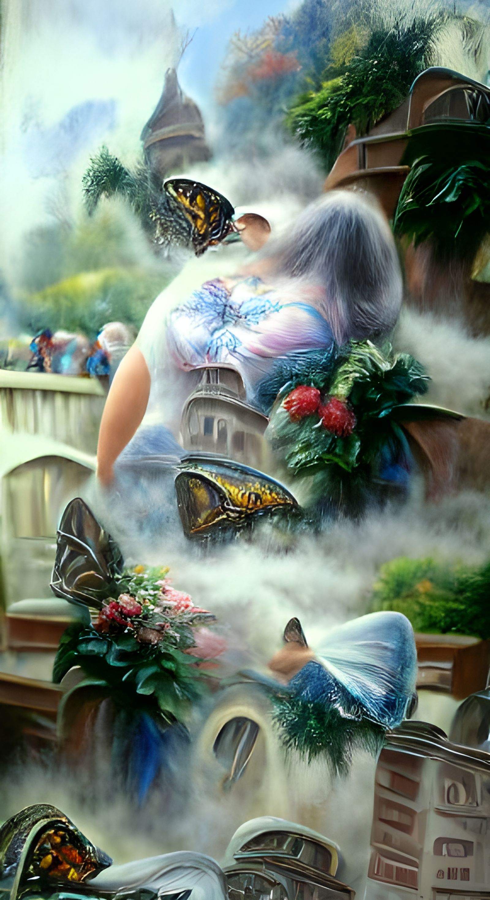Ethereal Butterfly Woman in Romantic Photorealism