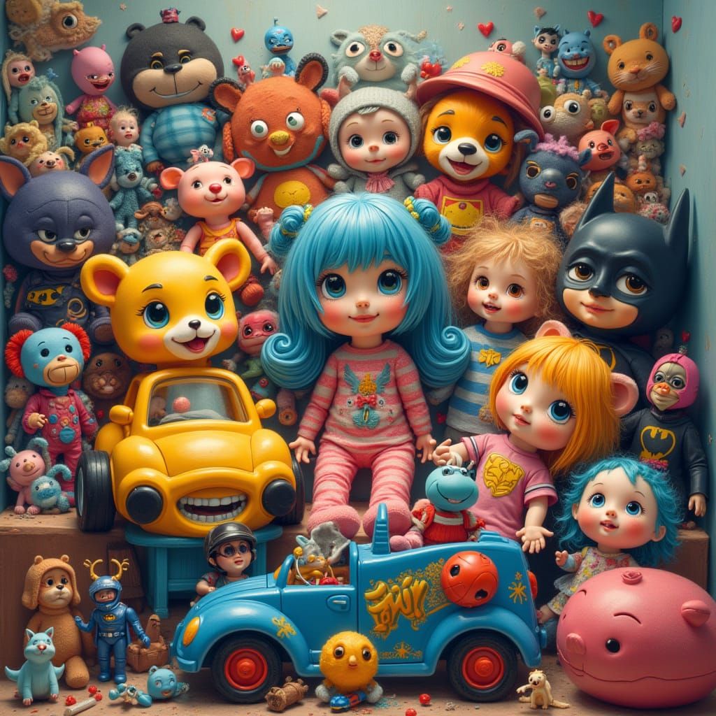 Whimsical Toy Box Frenzy in Vibrant Colors