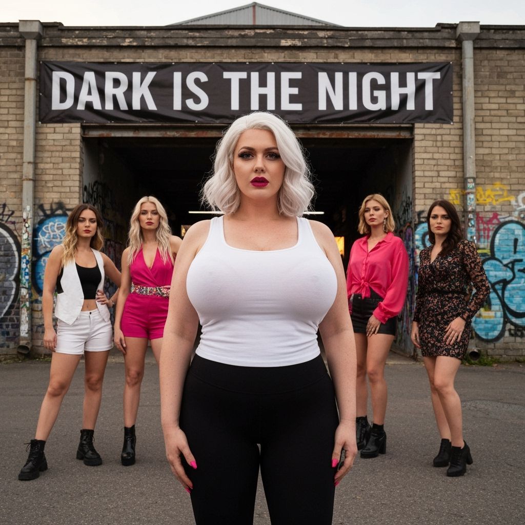 Woman Posing in Party Outfit at Industrial Dance Club Entran...