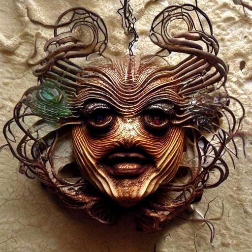 Surreal Alien Mother and Child in Whimsical Space Landscape