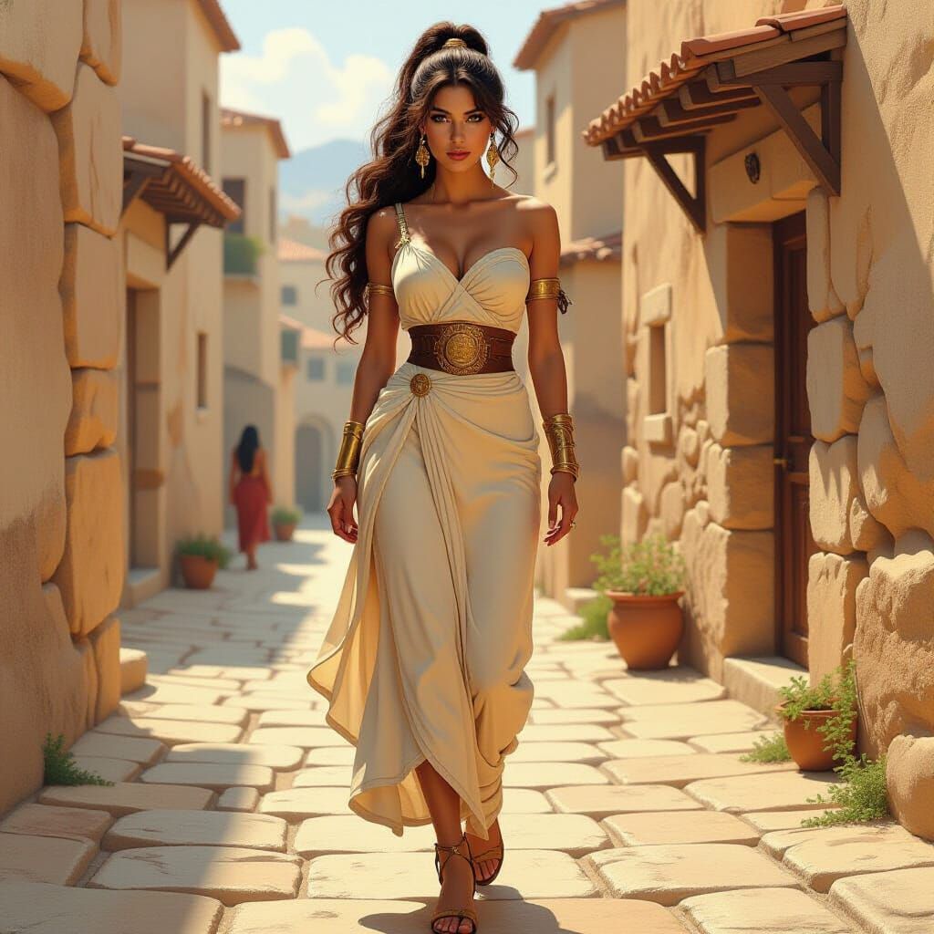 Megara in Ancient Greece: Detailed Oil Painting